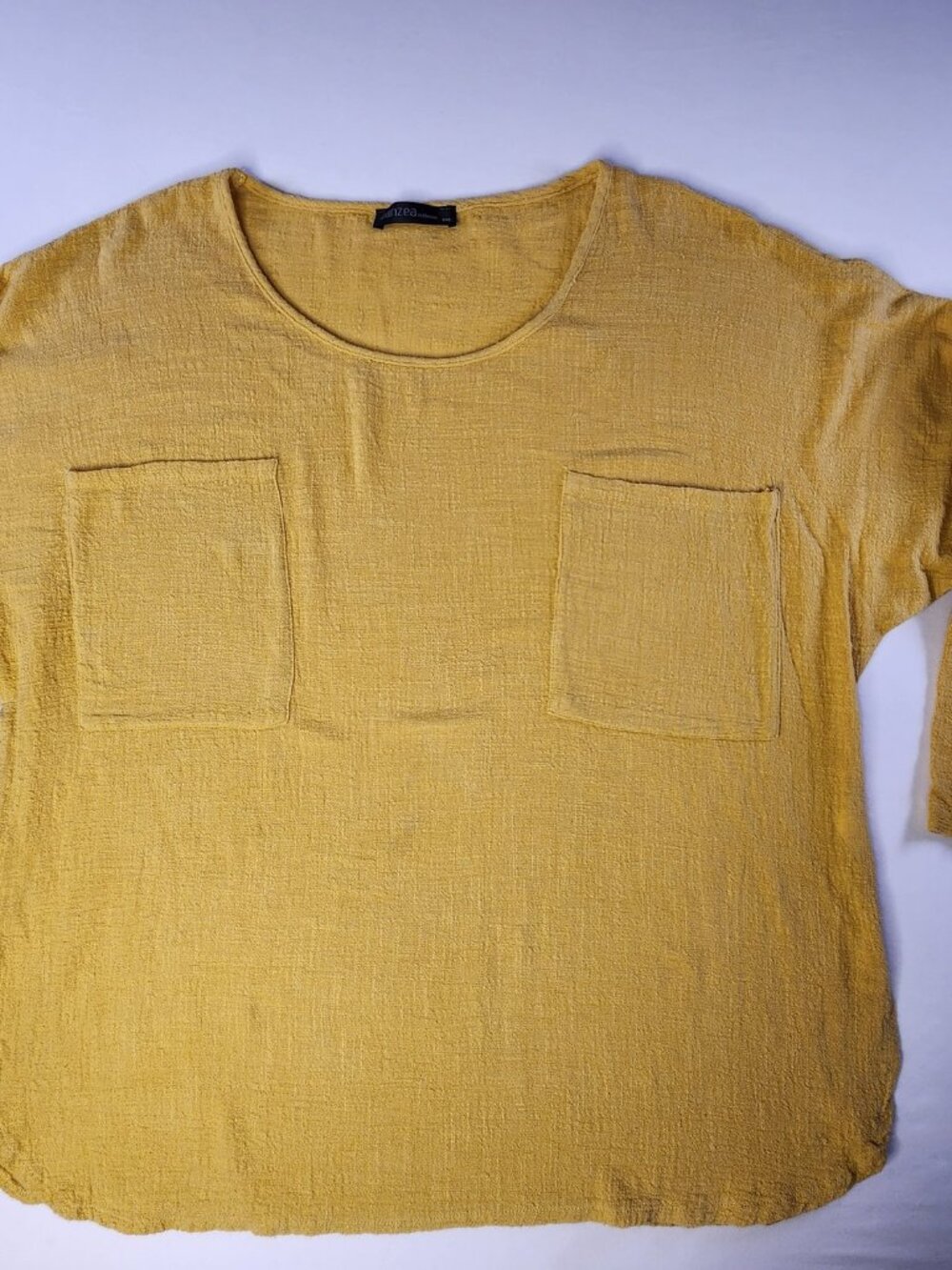 ZANZEA Boxy Pocket Top Yellow, Size 4XL Oversized Cotton Blouse - Picture 3 of 10